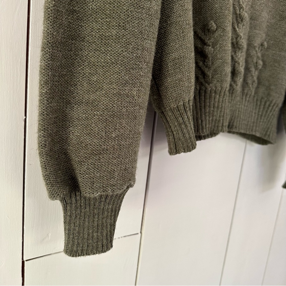 Geiger Women's Olive Cardigan Wool Sweater - Picture 8 of 12